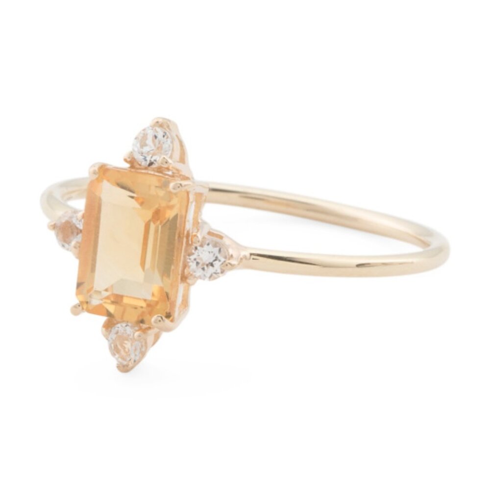 HIRAJULE Made In India 14kt Gold Madeira Citrine Ring